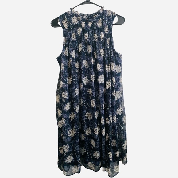Joie Sleeveless Batik Dress Medium Sleeveless Lined Blue Gray High Neck A Line - Picture 2 of 7